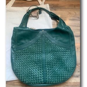 ELF French Lover Oversized Hobo Bag Handcrafted Emerald Green Leather Bag NWT